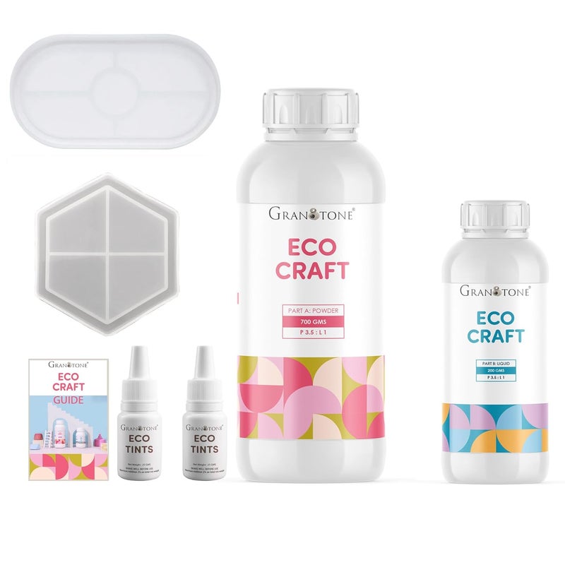Granotone ECO Craft EcoFriendly Casting Material for DIY Terrazzo Home Dcor Art Projects QuickDrying 30 Min NonToxic Sustainable Zero Fumes PowdertoLiquid Ratio 351 ECO900KIT - Image 1