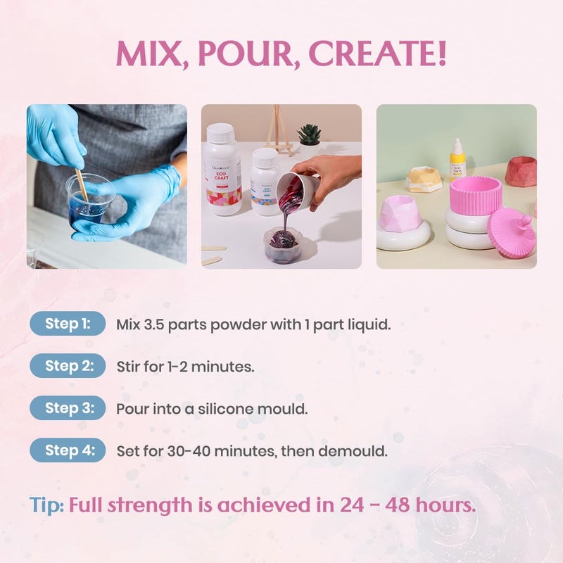 Granotone ECO Craft EcoFriendly Casting Material for DIY Terrazzo Home Dcor Art Projects QuickDrying 30 Min NonToxic Sustainable Zero Fumes PowdertoLiquid Ratio 351 ECO900KIT - Image 5
