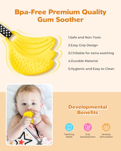 Melican Black and White High Contrast Baby Toys 0-6 6-12 Months, Soft Book with Teether, Newborn Infants Tummy Time Toys, 0-3 3-6 Month Sensory Visual Stimulation, Montessori Learning Essentials - Image 4