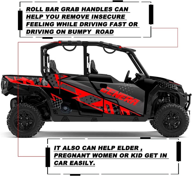 ROMASO مقابض قضيب اللف لـ UTV و ATV - مقابض باراكورد للقضبان مقاس 1.5"-2"، متوافقة مع بولاريس RZR، كاواساكي Mule، هوندا Pioneer، Can Am، إلخ، عبوة من 2 (أسود وأرجواني) - Image 4