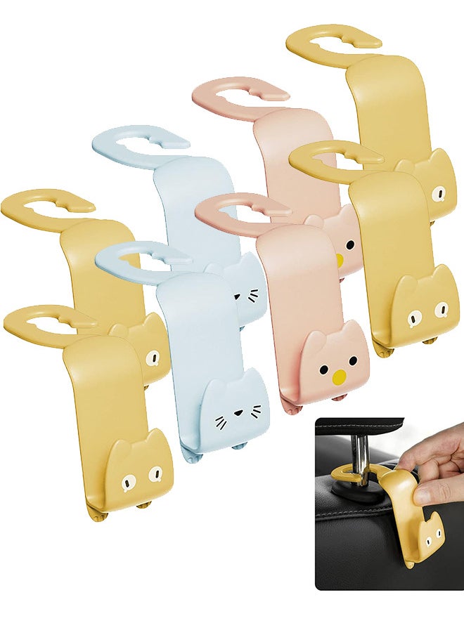 Depend - 8PCS Car Hooks, Multifunctional Vehicle Sticky Hooks, Car Seat Headrest Holder Hooks, Car Storage Hooks, Portable Plastic Cartoon Cat Car Hooks - Image 1
