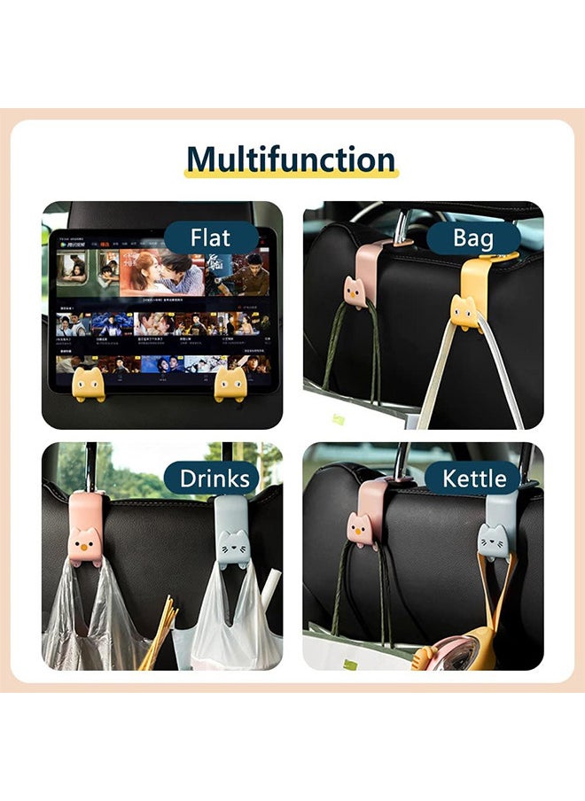 Depend - 8PCS Car Hooks, Multifunctional Vehicle Sticky Hooks, Car Seat Headrest Holder Hooks, Car Storage Hooks, Portable Plastic Cartoon Cat Car Hooks - Image 1