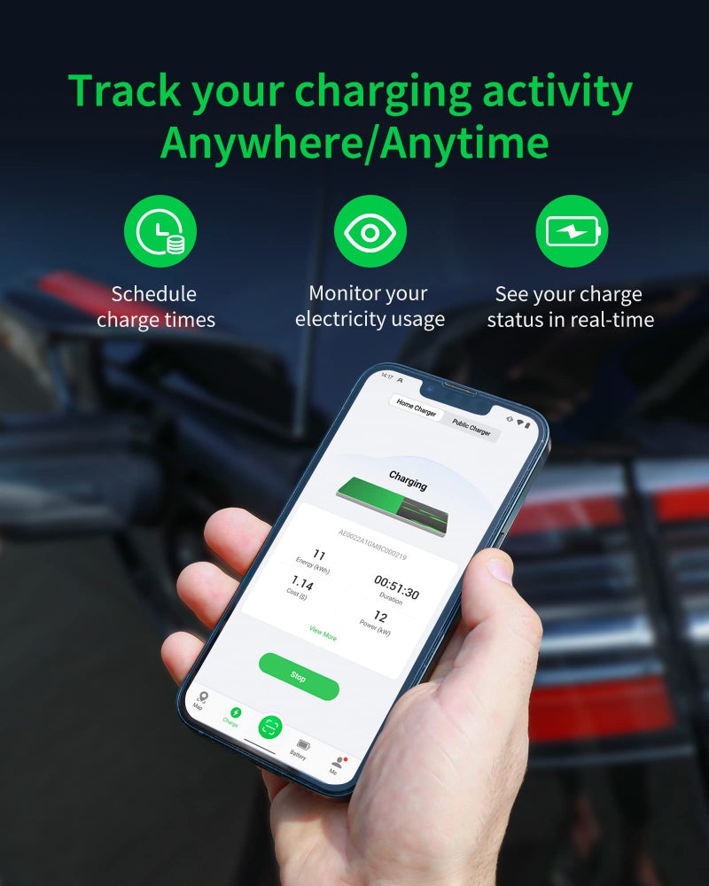 Autel Home Level 2 EV Charger up to 50Amp, 240V, Indoor/Outdoor Car Charging Station, Wi-Fi and Bluetooth Enabled EVSE, Flexible 25-Foot Cable,Hardwired, Dark Gray - Image 5