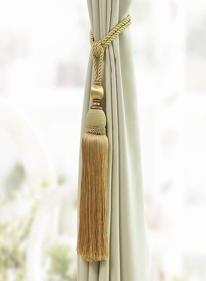 SWTool Selling Wonderful Curtain Holdbacks Curtains Tiebacks Home Decorative Braided Buckle Fastener Accessories Window Drapery Ball Tassels Tiebacks, Set of 2 (Gold) - Image 4