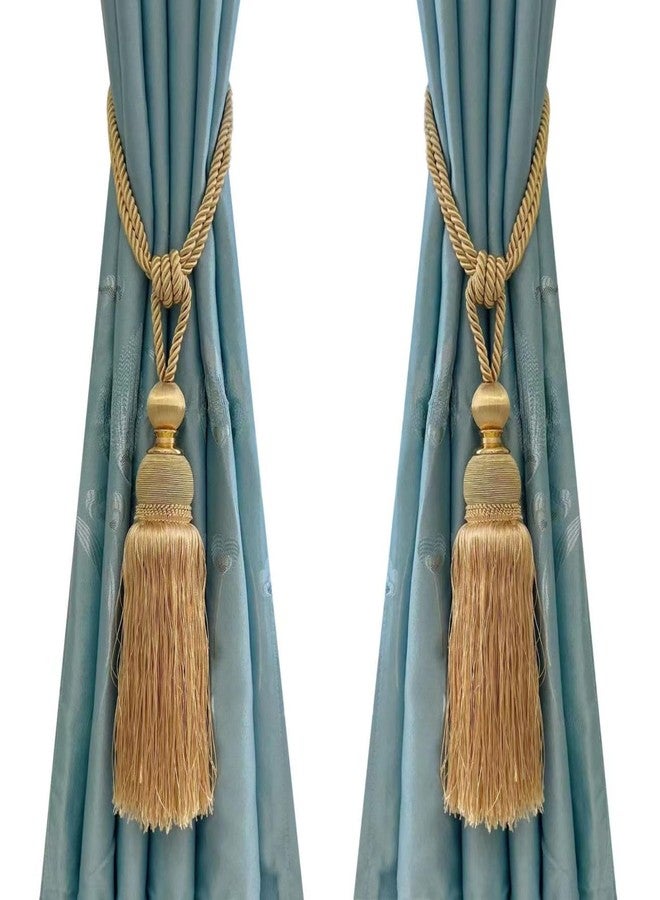SWTool Selling Wonderful Curtain Holdbacks Curtains Tiebacks Home Decorative Braided Buckle Fastener Accessories Window Drapery Ball Tassels Tiebacks, Set of 2 (Gold) - Image 1