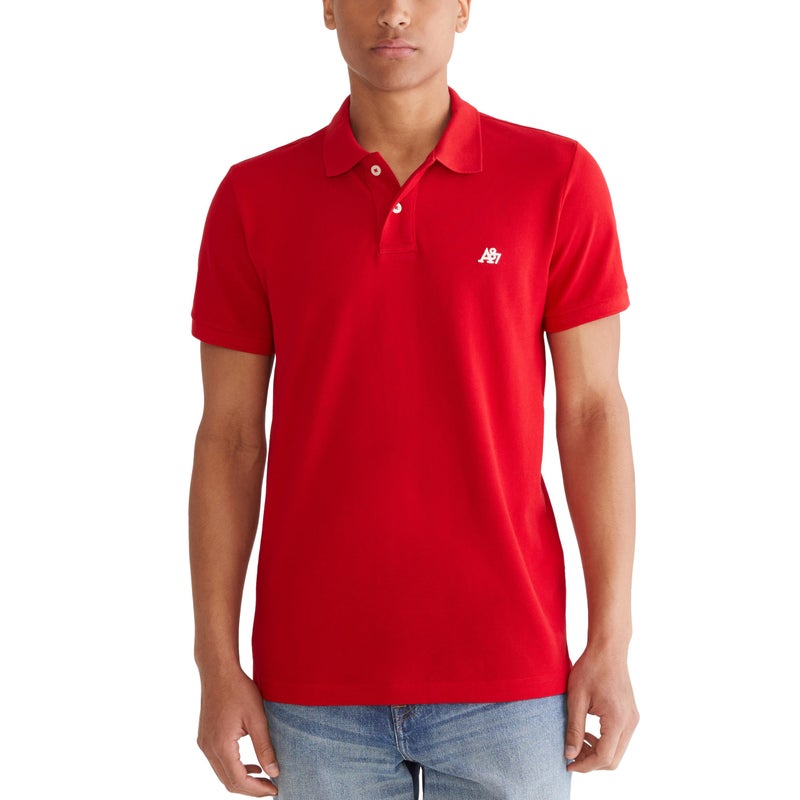 Aeropostale Aero A87 Solid Pique Polo, Candy Red, L - Image 1