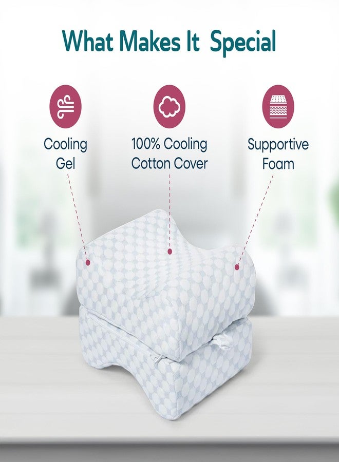 Sleepgram High Density Foam Contour Knee Pillow w/Washable Cover & Inner Cooling Gel Layer for Soothing Back, HIPS, Knees, Joints & Sciatica Pain - Image 2