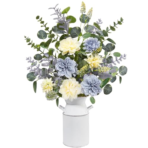 Krissing Krissing Fake Flowers in Vase, 24.5" Tall Artificial Fake Flowers Arrangement with Metal Pot Silk Faux Hydrangea  - Image 2