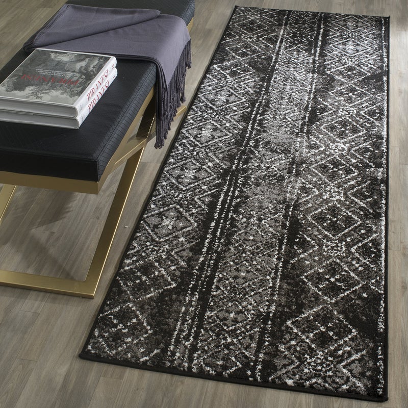 SAFAVIEH Adirondack Collection Runner Rug  26 x 8 Black  Silver Moroccan Boho Distressed Design NonShedding  Easy Care Ideal for High Traffic Areas in Living Room Bedroom ADR111C