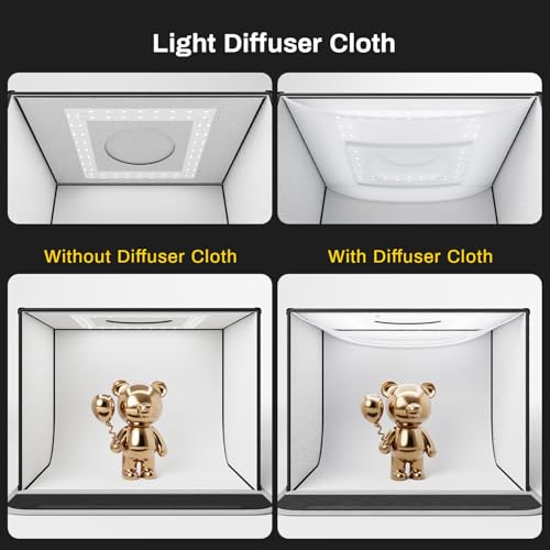 RALENO 16"x12" Photo Light Box Photography, 24W Foldable Photo Studio Light Box, Dimmable Shooting Tent Kit with CRI>95 & 6 Backdrops for Toys Jewelry Watches Cosmetics - Image 4