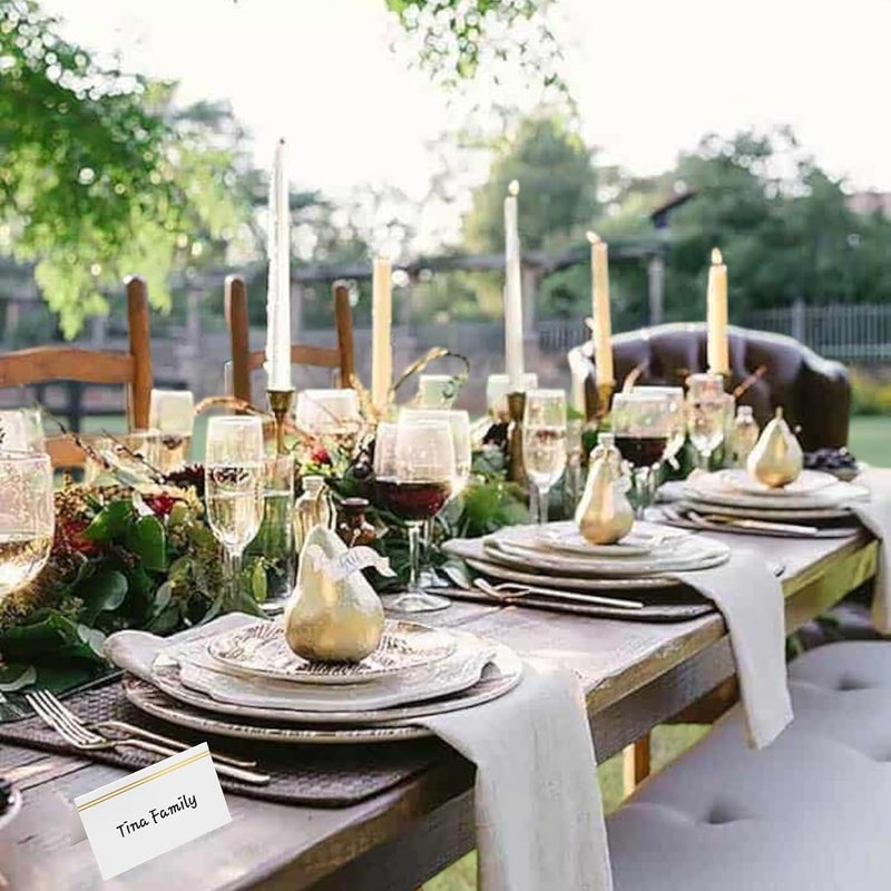 EVASTER Place Cards Two line Gold Foil Border Pack of 100 Premium Tent Name Place Cards for Table Setting Size 2x3.5 inches - Perfect for Weddings, Banquets Dinner Parties and any other Events - Image 3