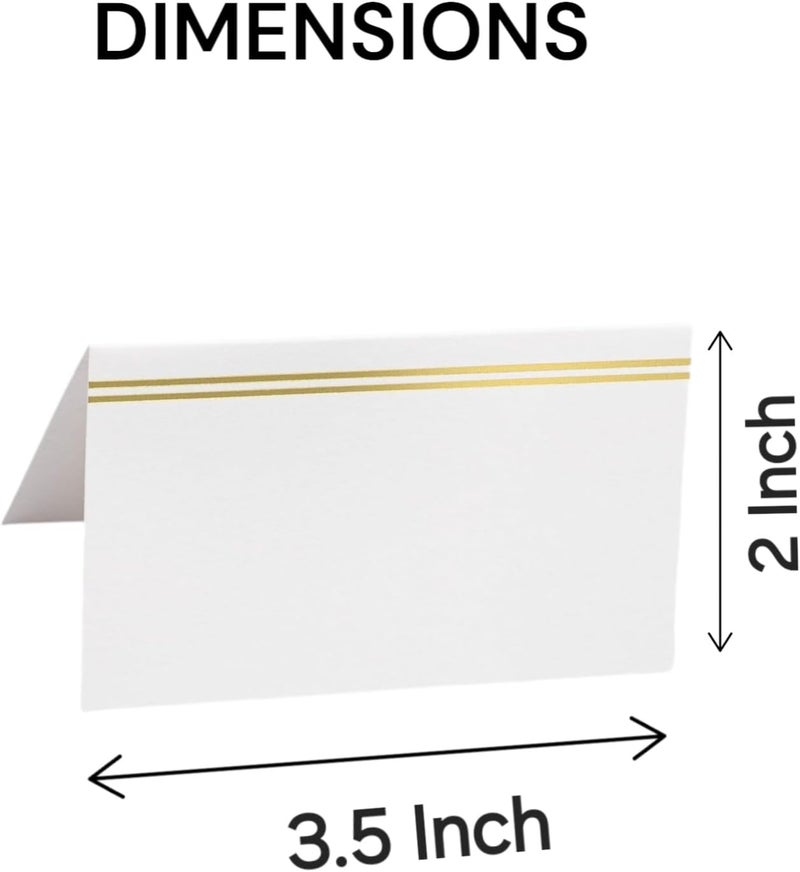 EVASTER Place Cards Two line Gold Foil Border Pack of 100 Premium Tent Name Place Cards for Table Setting Size 2x3.5 inches - Perfect for Weddings, Banquets Dinner Parties and any other Events - Image 2