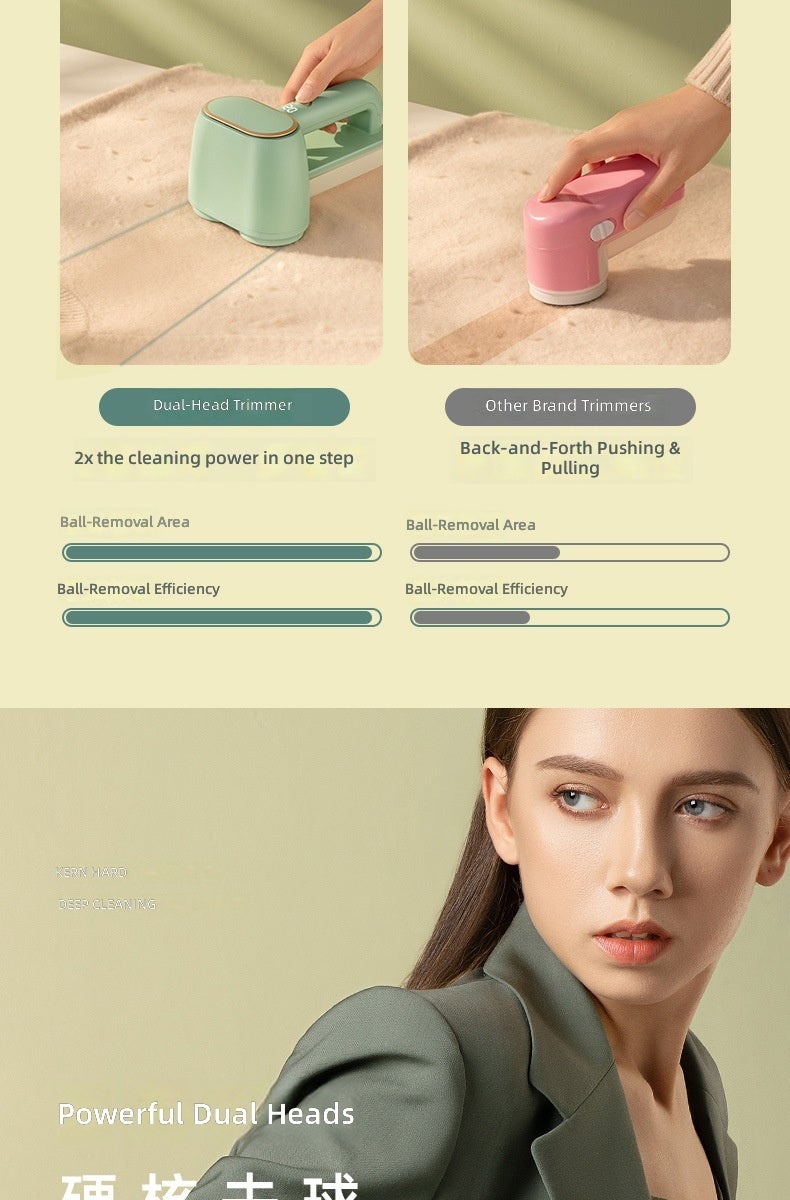 Professional Salon-Style Dual-Head Hair Ball Trimmer, Rechargeable Clothes Lint  Remover - Image 3