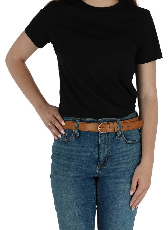 CTM Women's Leather 1 1/8 Inch Dress Belt, M, Tan - Image 5