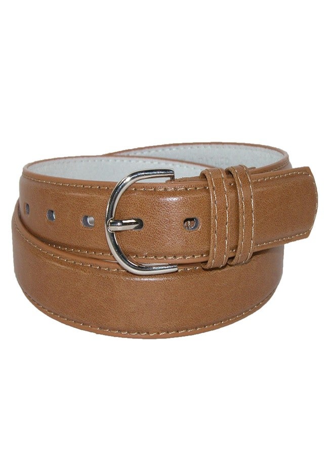 CTM Women's Leather 1 1/8 Inch Dress Belt, M, Tan - Image 1