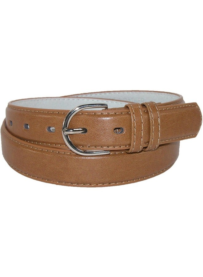 CTM Women's Leather 1 1/8 Inch Dress Belt, M, Tan - Image 4