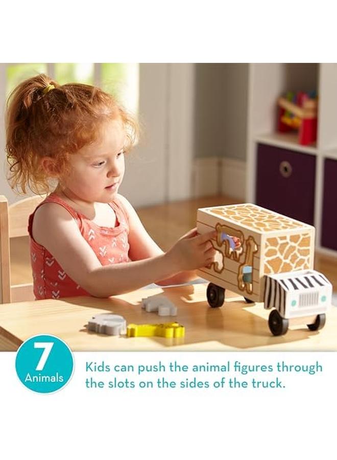 ميليسا آند دوج لعبة خشبية لفرز أشكال إنقاذ الحيوانات مع 7 حيوانات وشخصيتين للعب ألعاب فرز على شكل حيوانات للأطفال الصغار ألعاب مركبة خشبية للأطفال الصغار - Image 2