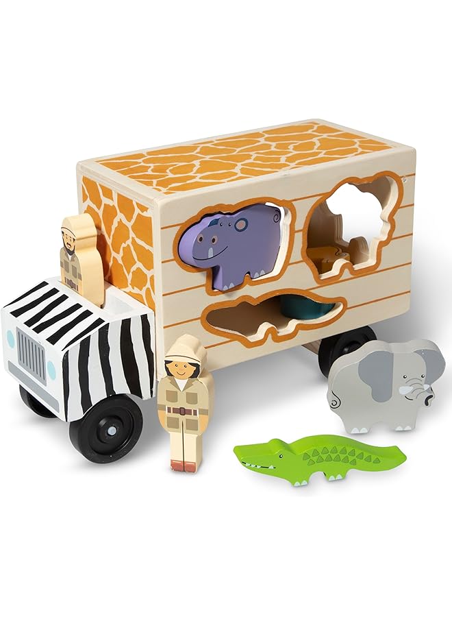 ميليسا آند دوج لعبة خشبية لفرز أشكال إنقاذ الحيوانات مع 7 حيوانات وشخصيتين للعب ألعاب فرز على شكل حيوانات للأطفال الصغار ألعاب مركبة خشبية للأطفال الصغار - Image 1