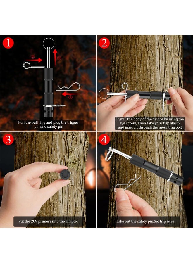 VOHEZPT 2 Pack Perimeter Trip Alarm - 209 Primer Camping Trip Wire Alarm Device, Perimeter Defense Device, Early Warning Security System for Camping and Property Safety (Black) - Image 5