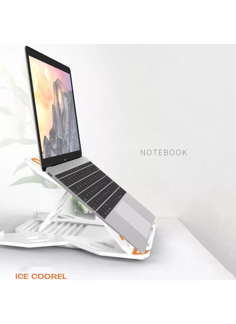 ICE COOREL - Laptop Cooler Notebook Cooling Pad 8 Gear Regulation 360 Degrees Rotation Stand Lift Bracket foldable Phone Bracket Stand For 12-17 inch Laptops White - Image 1