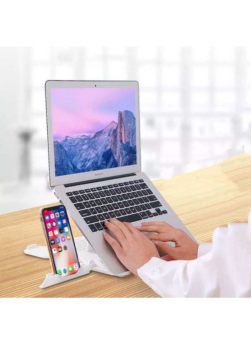 ICE COOREL - Laptop Cooler Notebook Cooling Pad 8 Gear Regulation 360 Degrees Rotation Stand Lift Bracket foldable Phone Bracket Stand For 12-17 inch Laptops White - Image 1