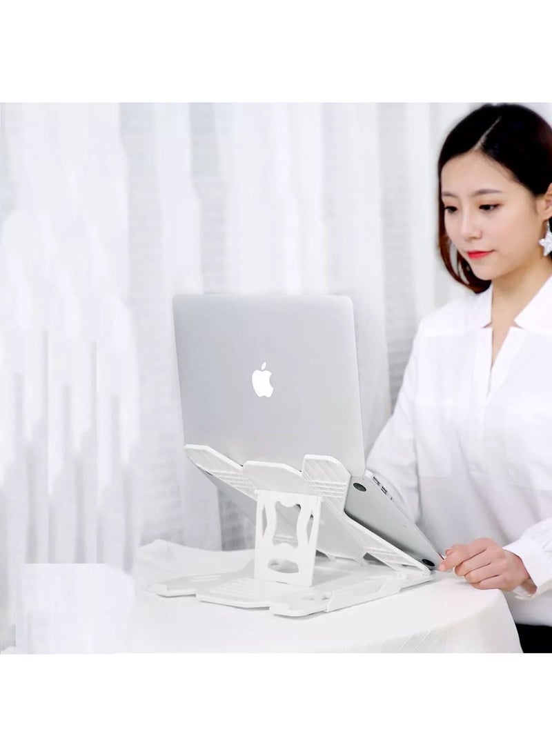 ICE COOREL - Laptop Cooler Notebook Cooling Pad 8 Gear Regulation 360 Degrees Rotation Stand Lift Bracket foldable Phone Bracket Stand For 12-17 inch Laptops White - Image 1