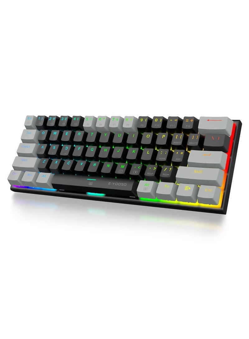 إي-يوسو E-YOOSO Z-11 لوحة مفاتيح ميكانيكية سلكية للألعاب بمفاتيح زرقاء بإضاءة خلفية RGB لأجهزة الكمبيوتر الشخصية وأجهزة Mac OS Gamers - Image 1