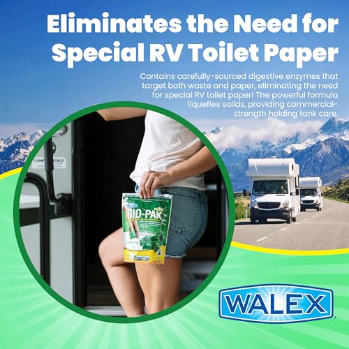 Walex Bio-Pak Black Holding Tank Deodorizer & Waste Digester Drop-Ins - Advanced Enzyme Formula for Rapid Breakdown of Waste & Paper, Removes Odors & Cleans Tank; Alpine Fresh, 10-Pack - Image 2