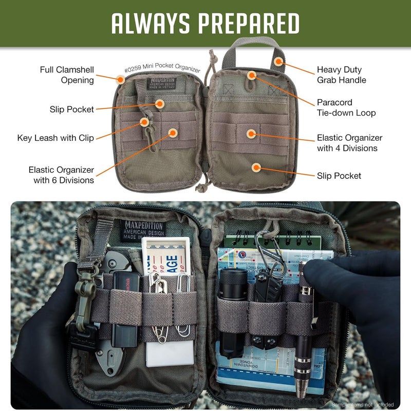 Maxpedition Mini Pocket Organizer in Foliage Green - Compact EDC Pouch for Tools and Essentials - Image 4