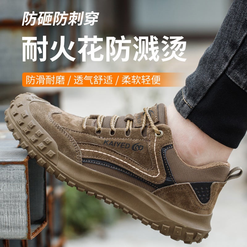 Three-Proof Labor Protection Shoes, Anti-Scalding, Wear-Resistant, Breathable And Comfortable, National Standard Steel Toe, Anti-Smash And Stab-Proof, Comfortable Cowhide Work Safety Shoes - Image 2