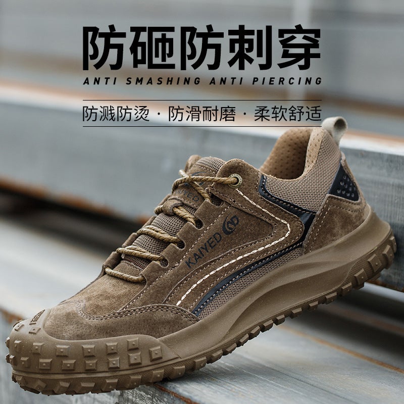 Three-Proof Labor Protection Shoes, Anti-Scalding, Wear-Resistant, Breathable And Comfortable, National Standard Steel Toe, Anti-Smash And Stab-Proof, Comfortable Cowhide Work Safety Shoes - Image 3