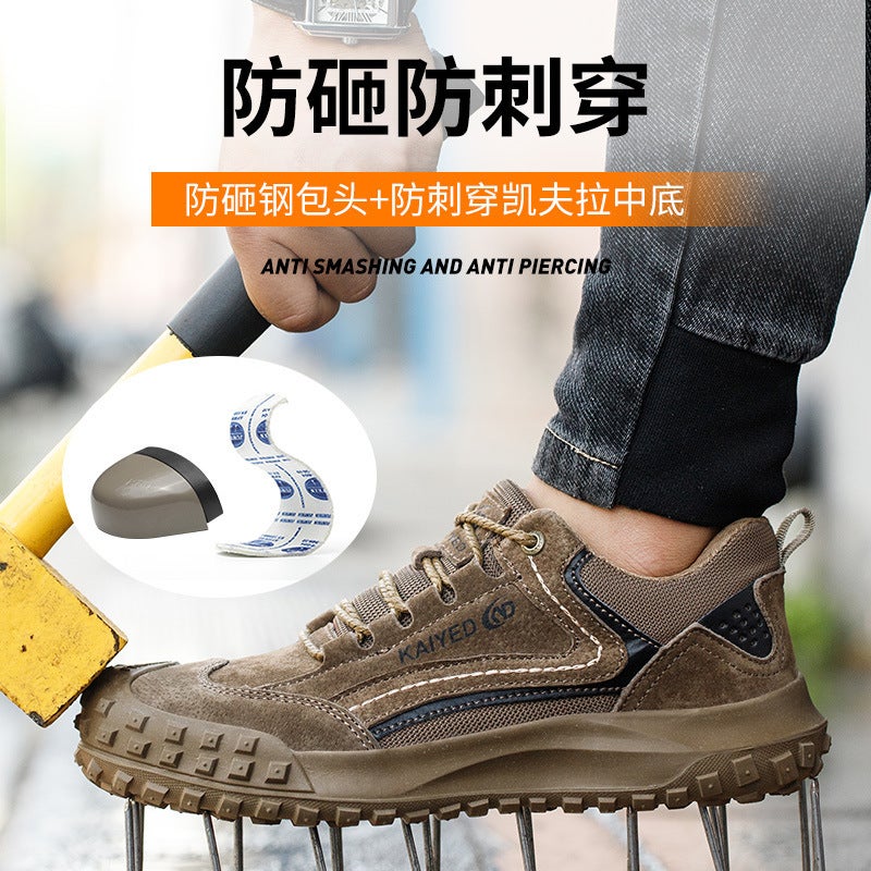 Three-Proof Labor Protection Shoes, Anti-Scalding, Wear-Resistant, Breathable And Comfortable, National Standard Steel Toe, Anti-Smash And Stab-Proof, Comfortable Cowhide Work Safety Shoes - Image 4