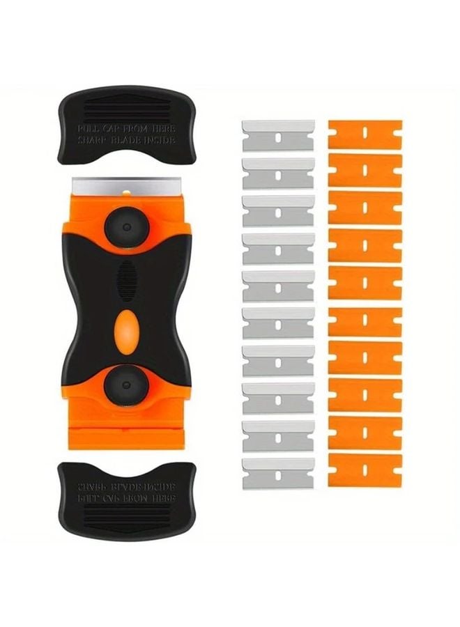 21pcs Orange Dual Head Adhesive Remover Scraper Multi Functional Cleaning Tool - Image 2