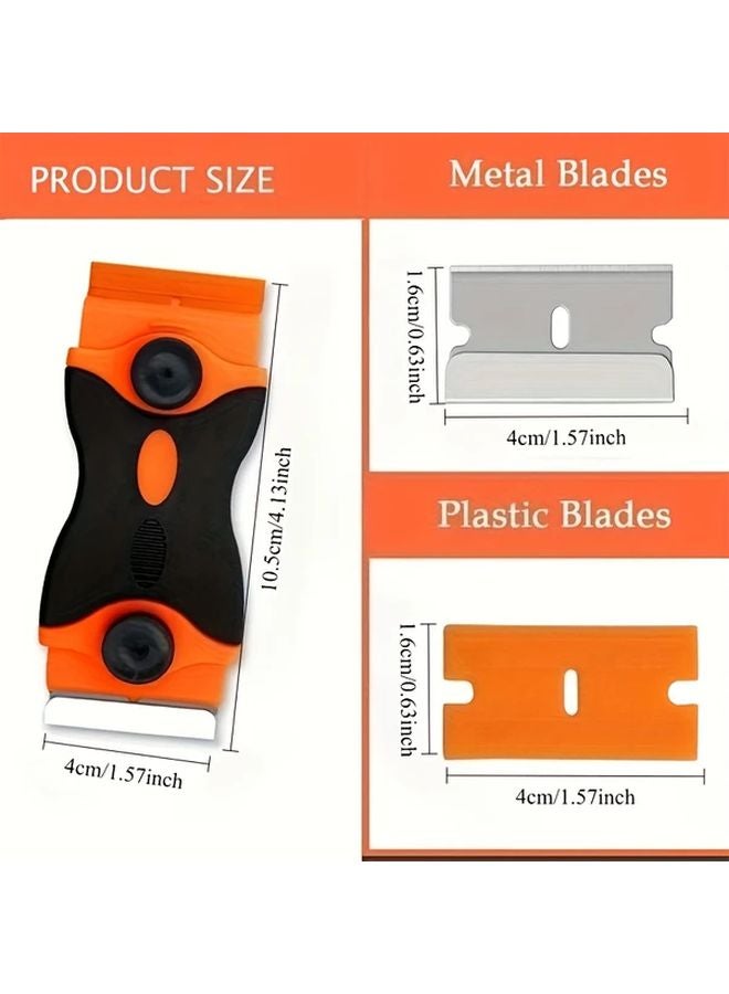 21pcs Orange Dual Head Adhesive Remover Scraper Multi Functional Cleaning Tool - Image 4