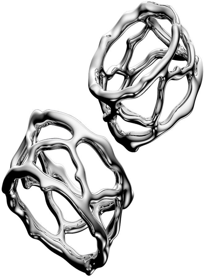 qAp quality art Practical حلقات منديل - تصميم فريد من نوعه من المرجان الفضي، مصنوعة من الفولاذ المقاوم للصدأ الأنيق (مجموعة من قطعتين) - Image 1