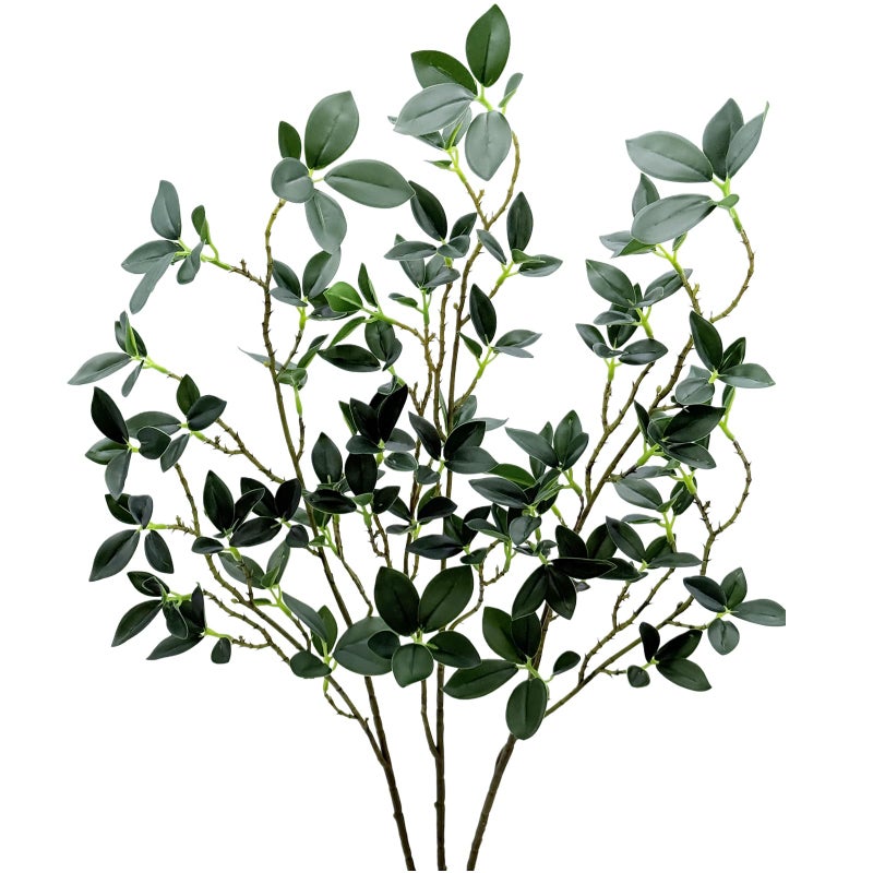 JOJAZE 3PCS Artificial Ficus Branches Faux Eucalyptus Stems Fake Greenery Stems Plants for Vase Filler for Home Office Party Wedding Shop Centerpieces Decoration - Image 1