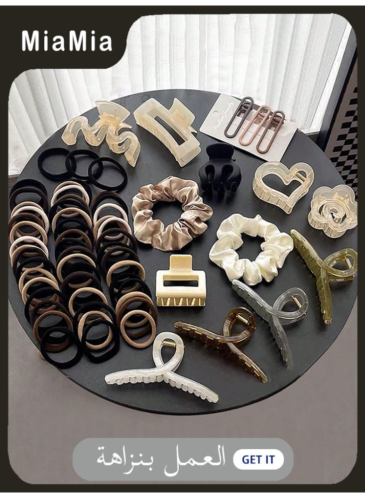 Miamia 65 Pcs Hair Accessories Including Hairpins Hair Ribbons Hairbands Simple Clips Popular Hair Decorations Enough to Use for a Year as Valentine S Day Gift Available in Multiple Colors  - Image 1