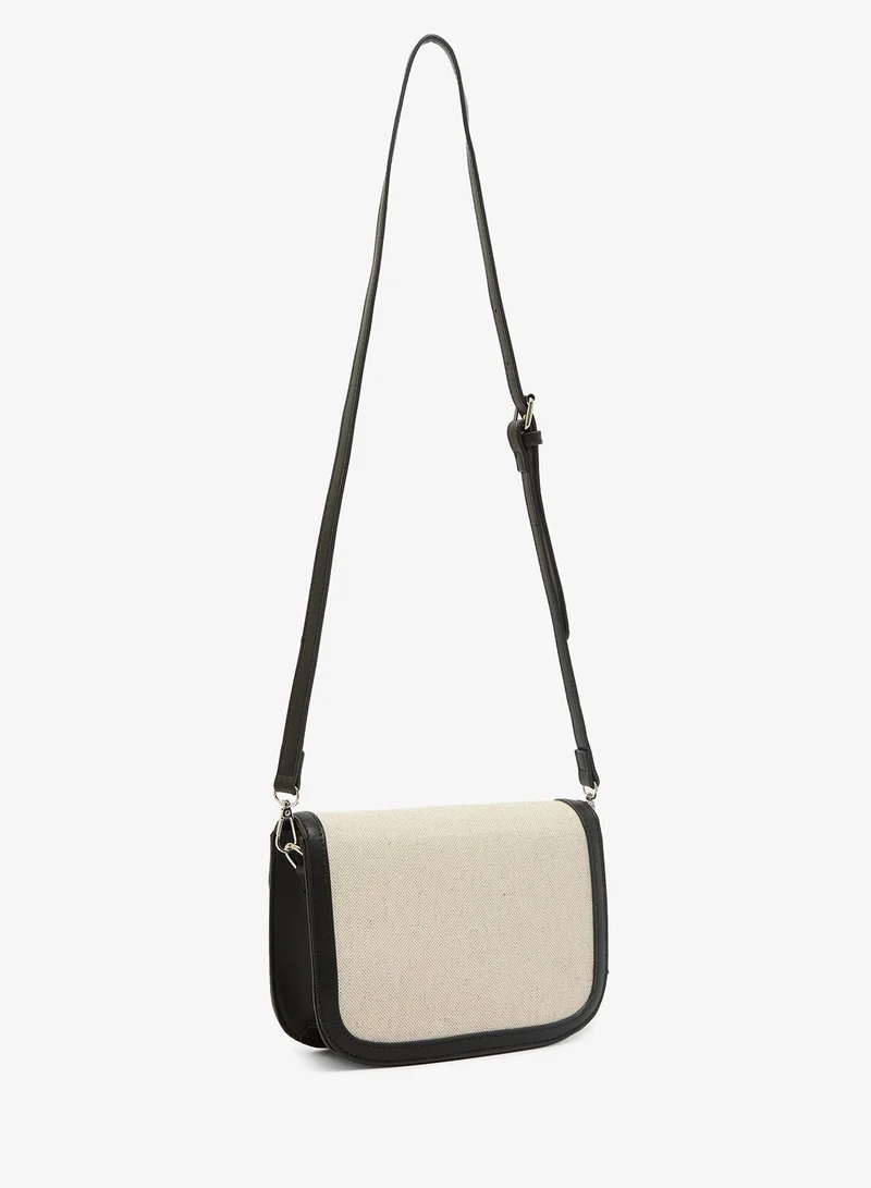 GLAMOROUS CREAM BLACK Contrast Raffia Crossbody for Women | Best Price UAE