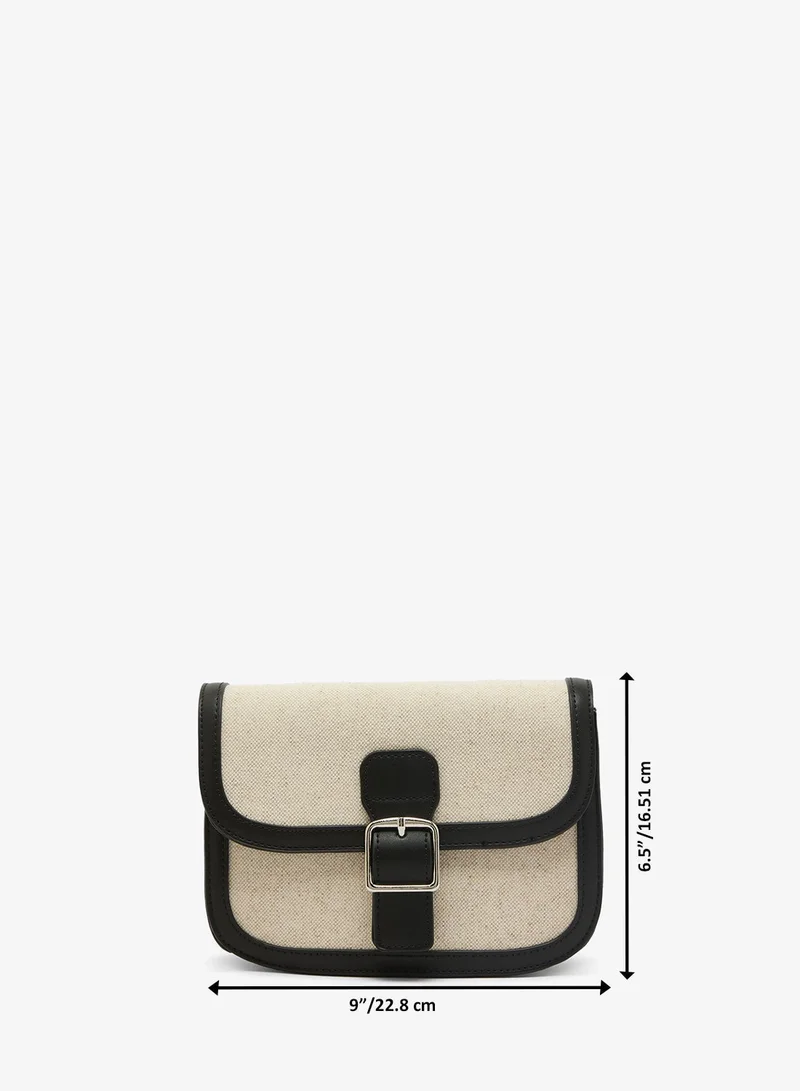 GLAMOROUS CREAM BLACK Contrast Raffia Crossbody for Women | Best Price UAE
