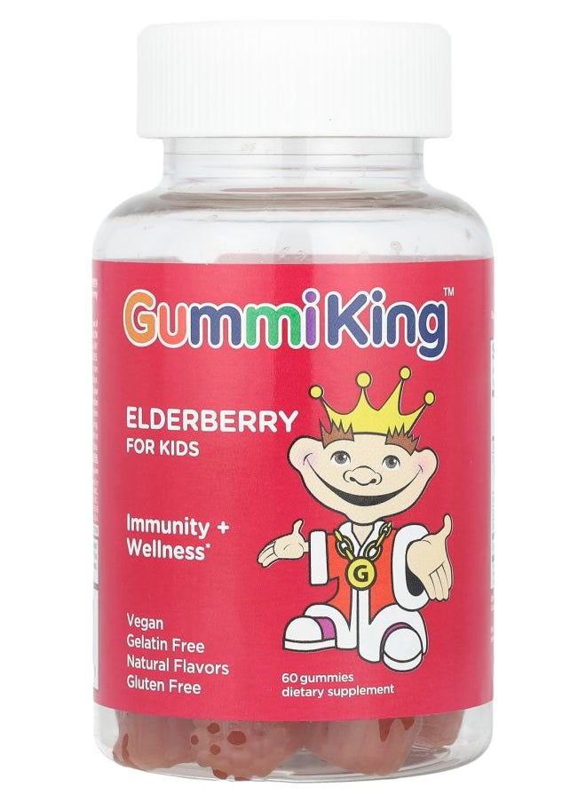 GummiKing Elderberry for Kids Immunity + Wellness Lemon Raspberry 60 Gummies 