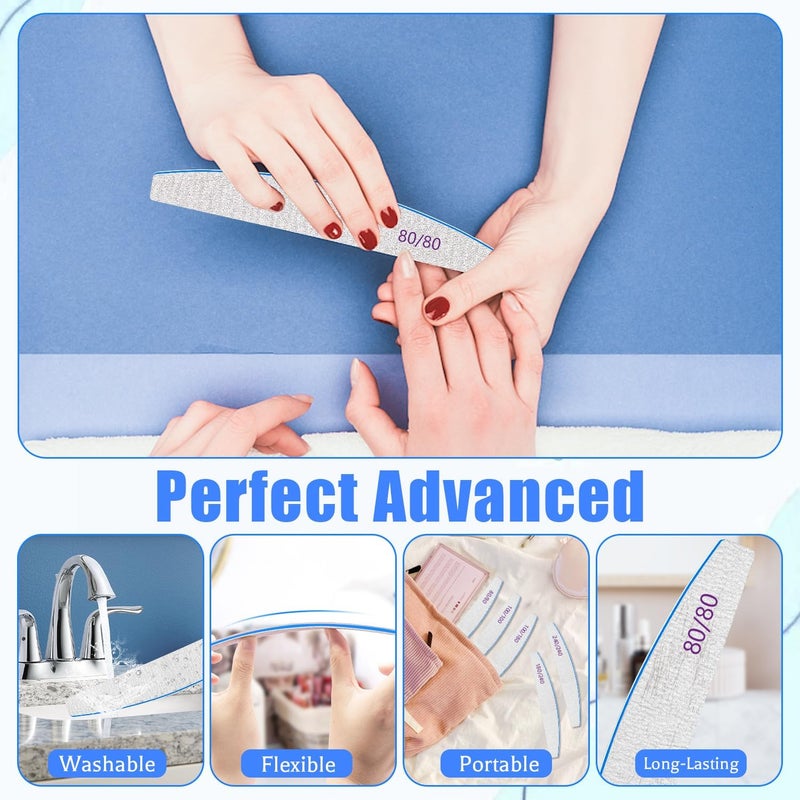 BLESWIN 12 PCS Nail Files for Acrylic Nails, 80/80 Grit Nail File for Poly Nail Extension Gel Emery Boards Nail Files Doubled Sides Coarse Washable Nail File Manicure Tools for Home and Salon Use - Image 4