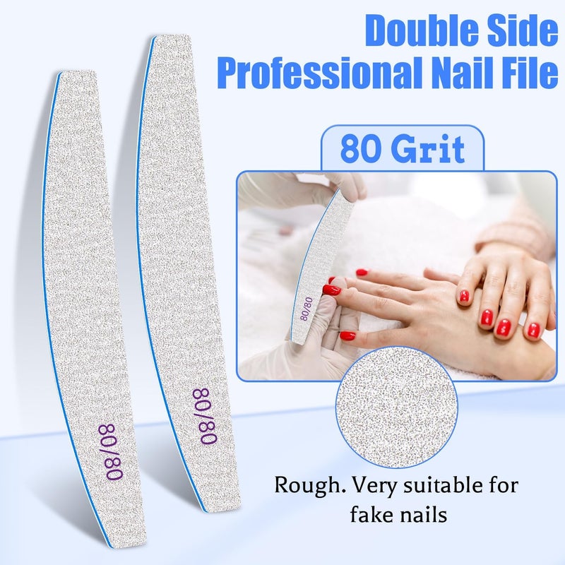 BLESWIN 12 PCS Nail Files for Acrylic Nails, 80/80 Grit Nail File for Poly Nail Extension Gel Emery Boards Nail Files Doubled Sides Coarse Washable Nail File Manicure Tools for Home and Salon Use - Image 3