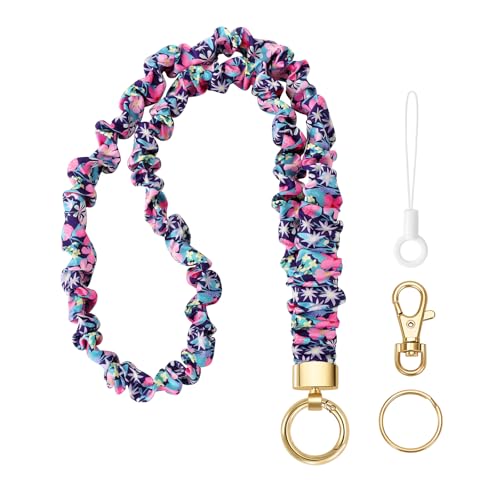 Junyuerly Stretchy Lanyard for ID Badges,Teacher Lanyard for Keys, Cute Neck Lanyard for Women (Wildflower) - Image 1