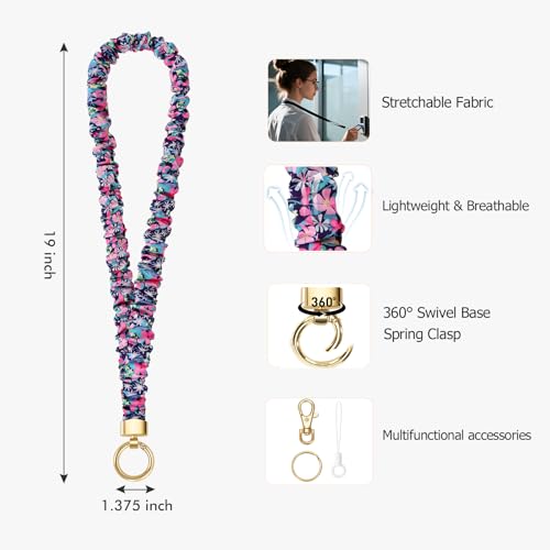 Junyuerly Stretchy Lanyard for ID Badges,Teacher Lanyard for Keys, Cute Neck Lanyard for Women (Wildflower) - Image 2