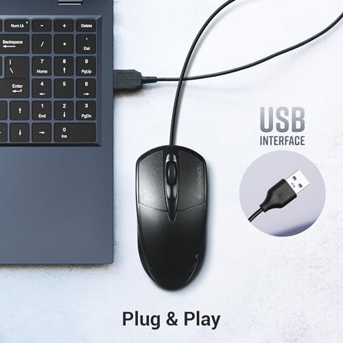 ZEBRONICS Byte Wired Optical Mouse with 3 Buttons, High Precision, 1000 DPI, Works on Most Surfaces, Plug & Play, USB Interface, 1.3m Cable Length - Image 3