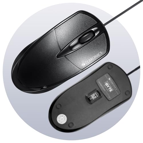 ZEBRONICS Byte Wired Optical Mouse with 3 Buttons, High Precision, 1000 DPI, Works on Most Surfaces, Plug & Play, USB Interface, 1.3m Cable Length - Image 2