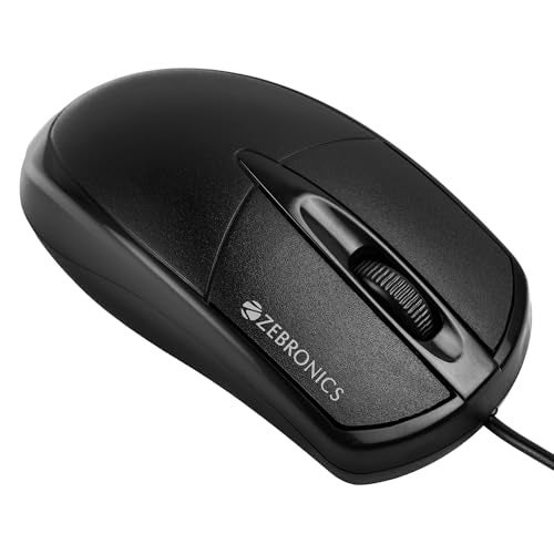 ZEBRONICS Byte Wired Optical Mouse with 3 Buttons, High Precision, 1000 DPI, Works on Most Surfaces, Plug & Play, USB Interface, 1.3m Cable Length - Image 1