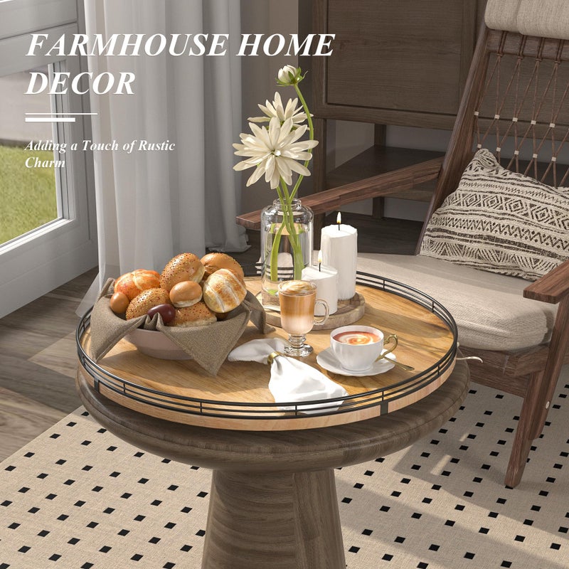 AMH 18" Lazy Susan Oak Wood Turntable Organizer for Cabinet, Farmhouse Round Wooden Large Lazy Susan Organization and Storage for Dining Table, Pantry, Kitchen, Countertop, Cupboard, Home Decor - Image 5