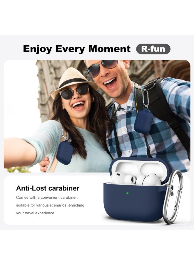 Suitable For Airpods Pro 3 Protective Case With Cleaning Kit, Soft Silicone Protective Case Suitable For Apple Airpods Pro 3 Women And Men, Airpods Pro Protective Case Accessory With Keychain, Blue - Image 4