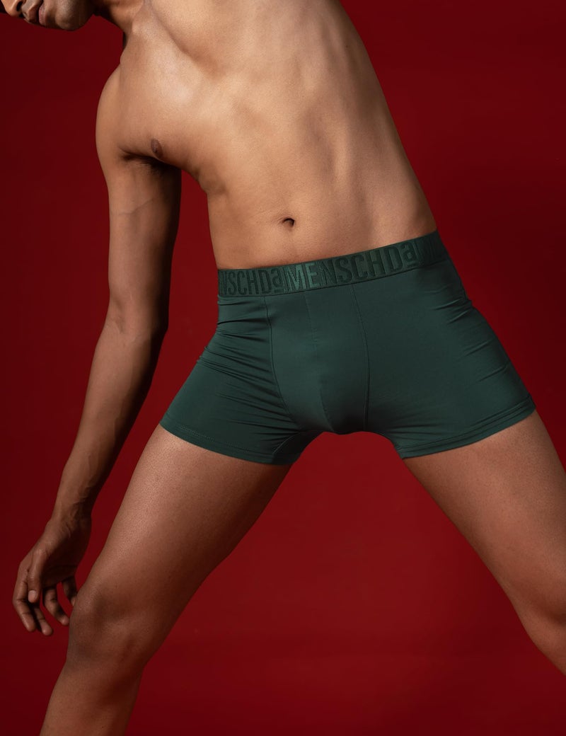 DAMENSCH Unreal Trunk for Men, Microfiber Spandex Underwear for Men, Ultra-Lightweight, Soft No-Curl Waistband Mens Trunk, Anti-Static Mens Trunks, Mid-Rise Underwear for Man-Emerald Green-L - Image 2